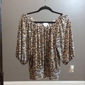 M Chaus leopard peasant top